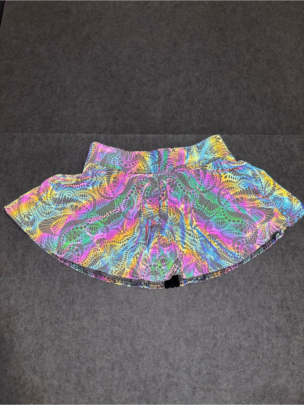 iHeartRaves Rainbow Reflective Multicolored Abstract Swirls Mini Rave Skirt